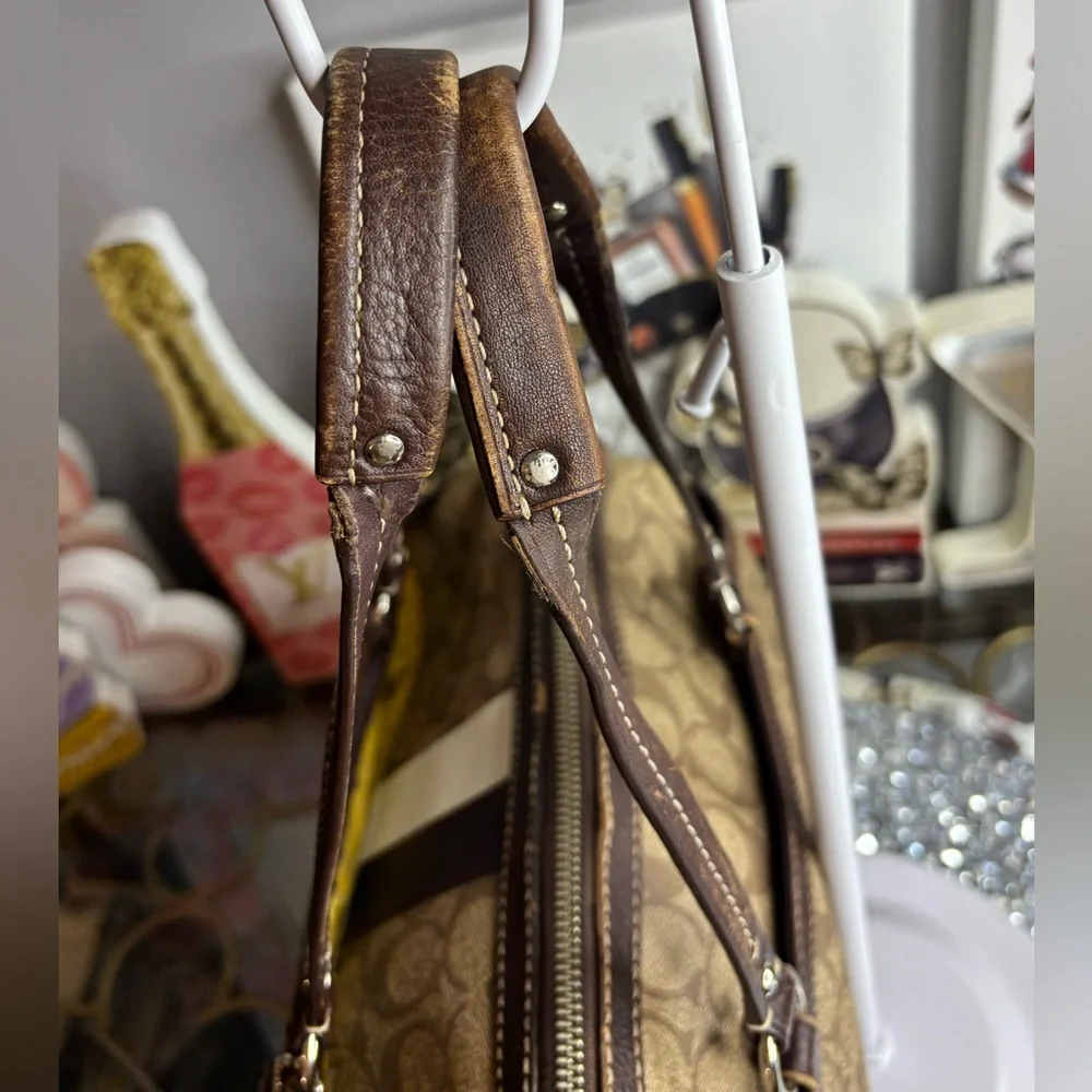 Coach 2009 rehab Heritage Stripe Signature Satchel GUC - Picture 8 of 14